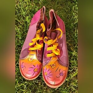 SoleTech Hand Painted Colorful Shoes with Floral Design